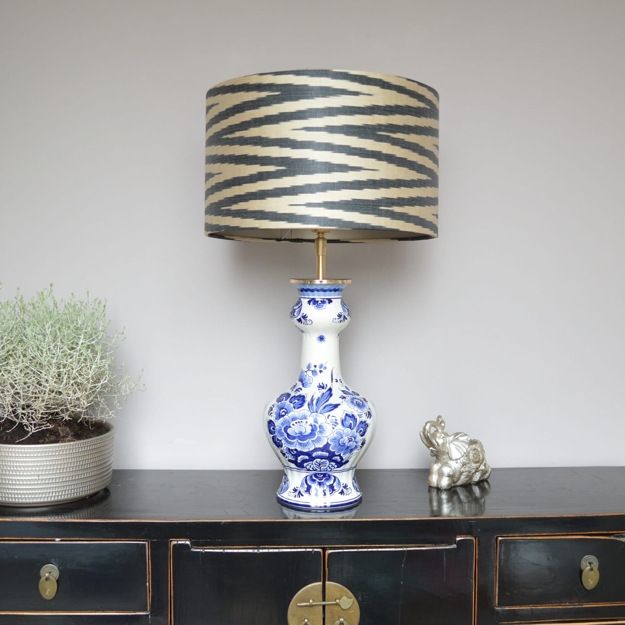 Tafellamp Delfts Blauw Lamp Groot Trompetvoet - Afbeelding 2