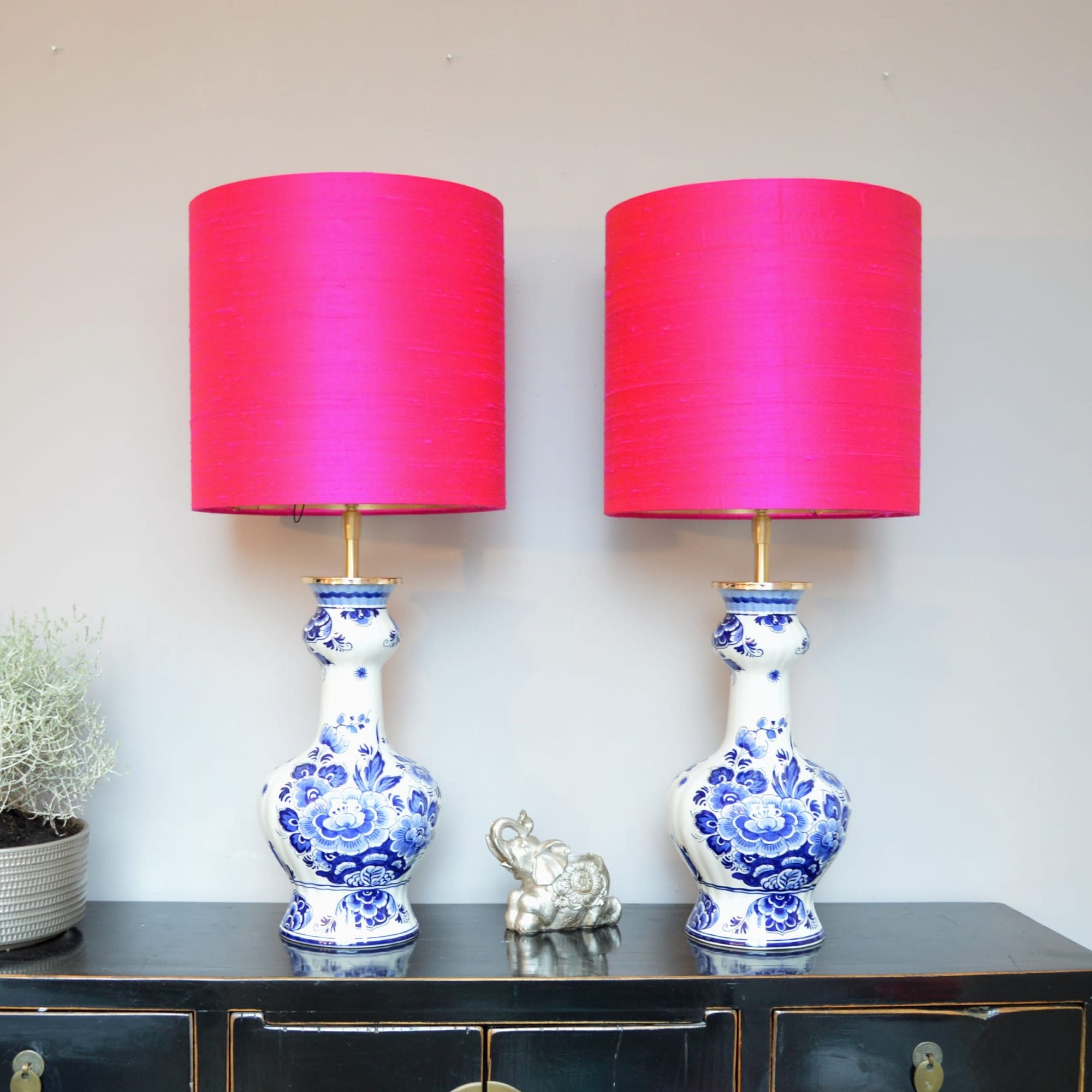 Tafellamp Delfts Blauw Lamp Groot Trompetvoet - Afbeelding 3
