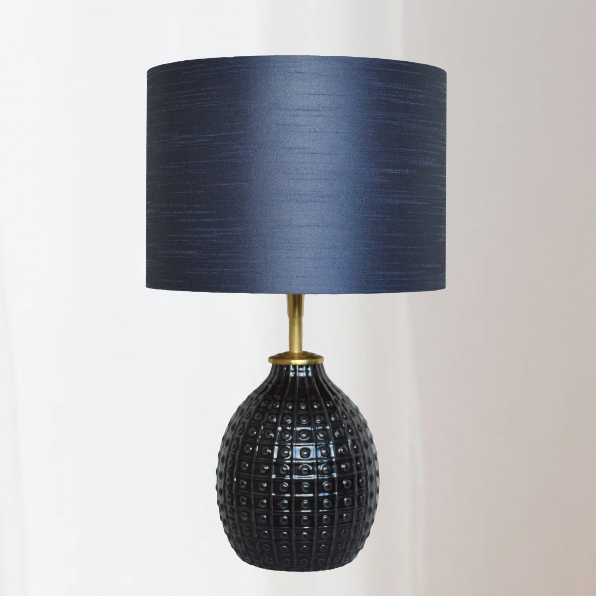 Tafellamp Zwart Blauw Midnight Indigo met Zijde-achtige Lampenkap Handgemaakt | Lauren S