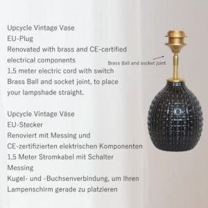 Tafellamp Zwart Blauw Midnight Indigo met Zijde-achtige Lampenkap Handgemaakt | Lauren S