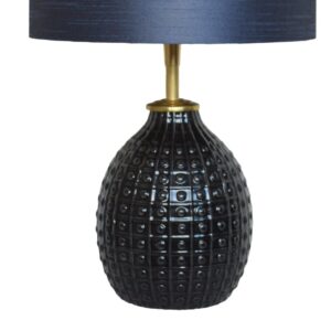 Tafellamp Zwart Blauw Midnight Indigo met Zijde-achtige Lampenkap Handgemaakt | Lauren S