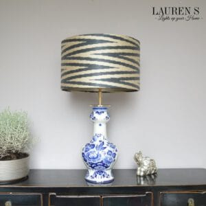 Delfts Blauwe lampenvoet met ikat kap