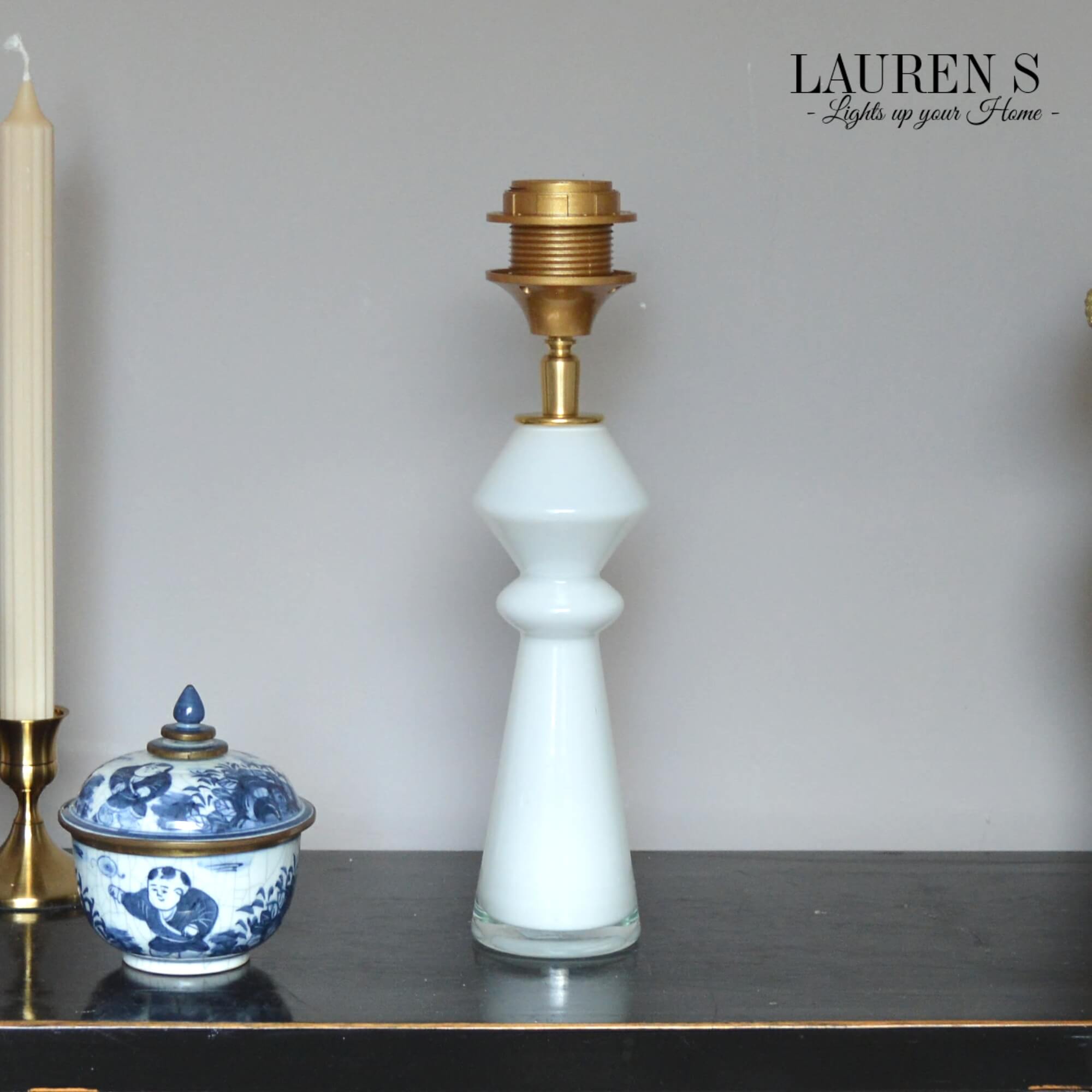Lampenvoet Glas Wit Handgeblazen Glazen Lamp - Afbeelding 7