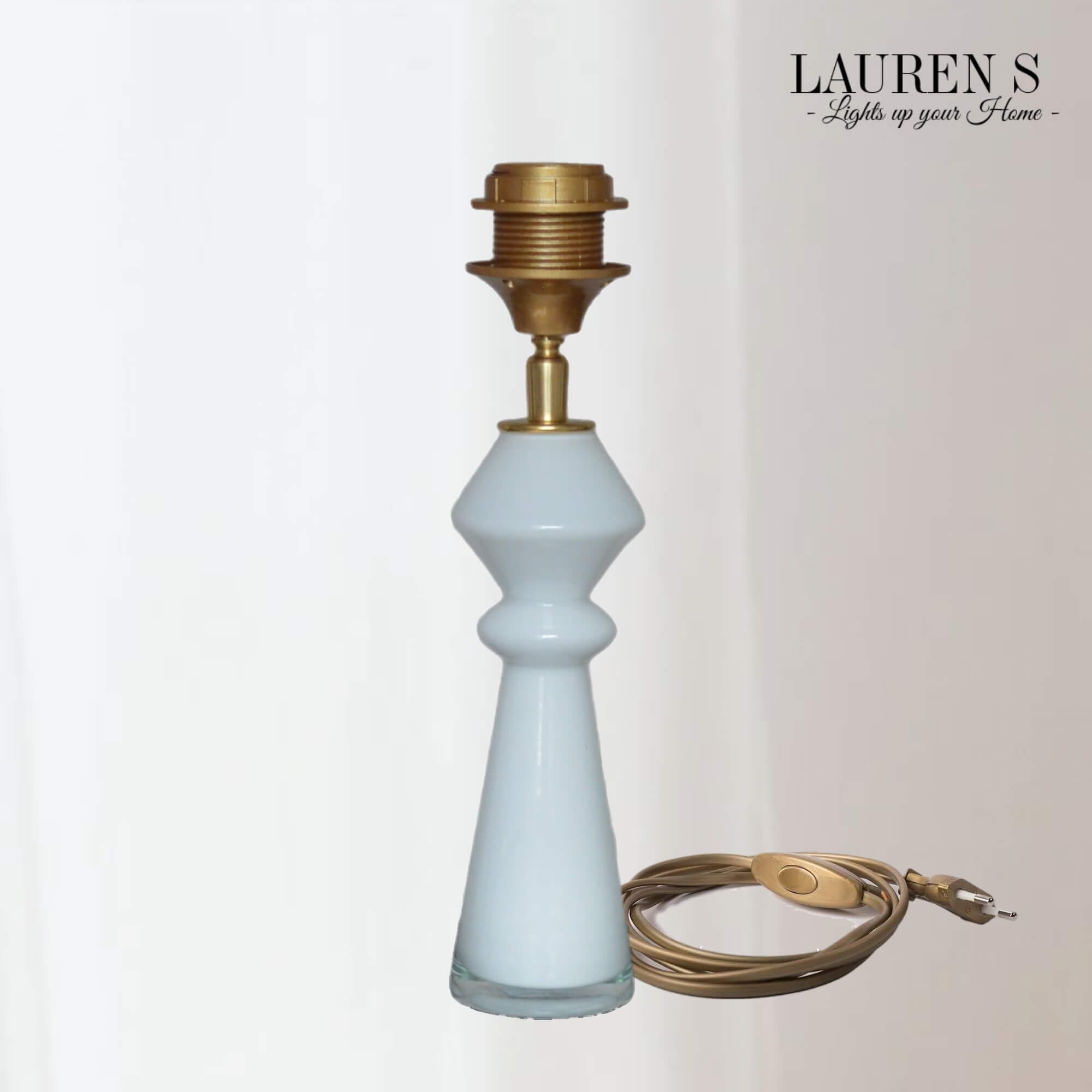 Lampenvoet Glas Wit Handgeblazen Glazen Lamp - Afbeelding 3