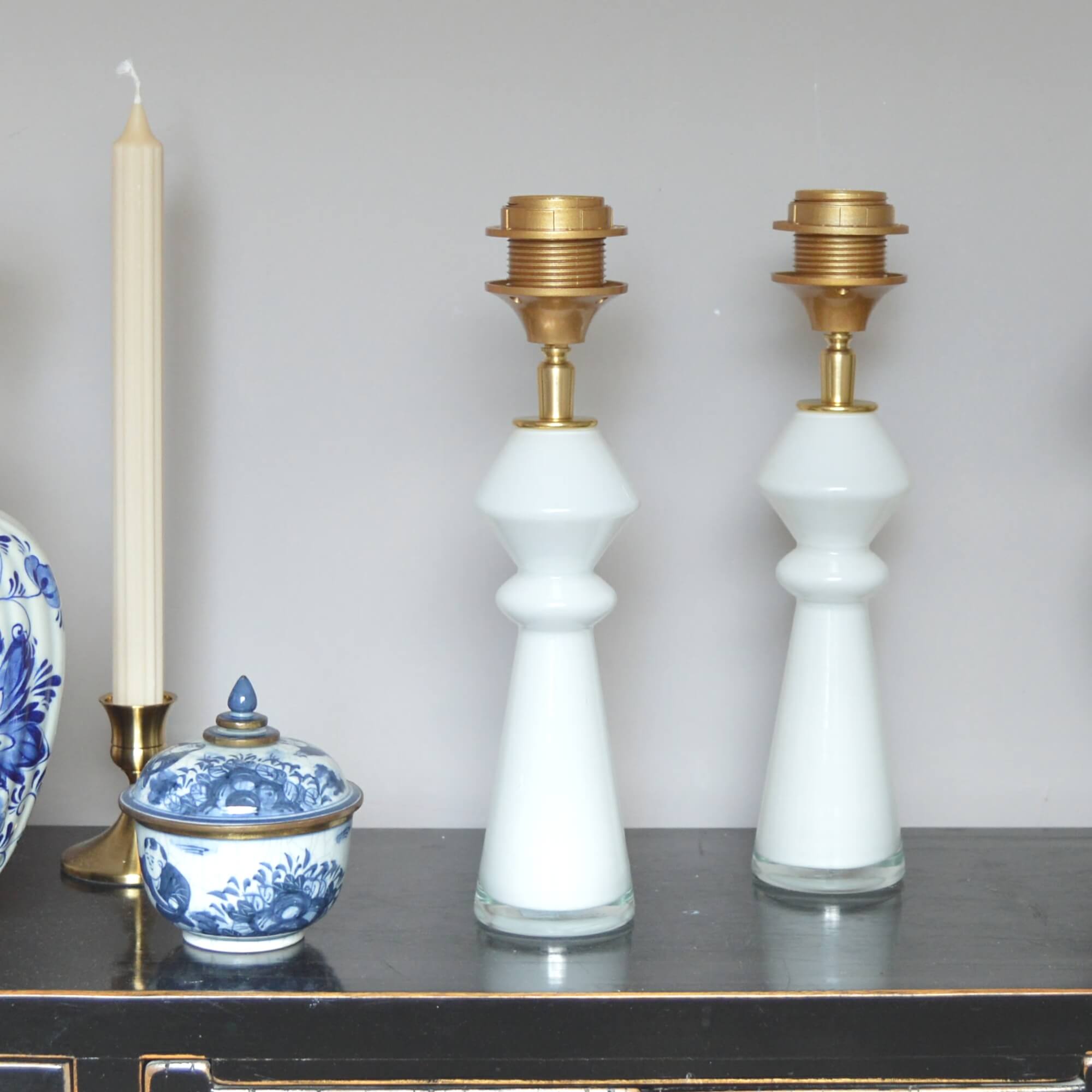 Lampenvoet Glas Wit Handgeblazen Glazen Lamp - Afbeelding 8