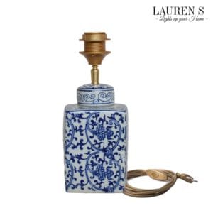 Lampenvoet Blauw Wit Keramiek Vierkant - Afbeelding 5