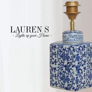 Lampenvoet Blauw Wit Keramiek Vierkant - Afbeelding 2