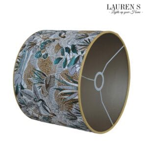 Teal Groene Jacquard Lampenkap met Pauw en Gouden Bies - Afbeelding 3