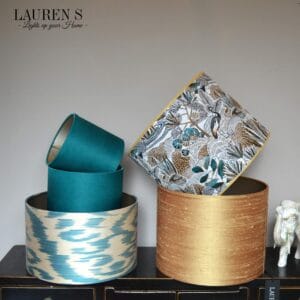 Teal Groene Jacquard Lampenkap met Pauw en Gouden Bies - Afbeelding 7