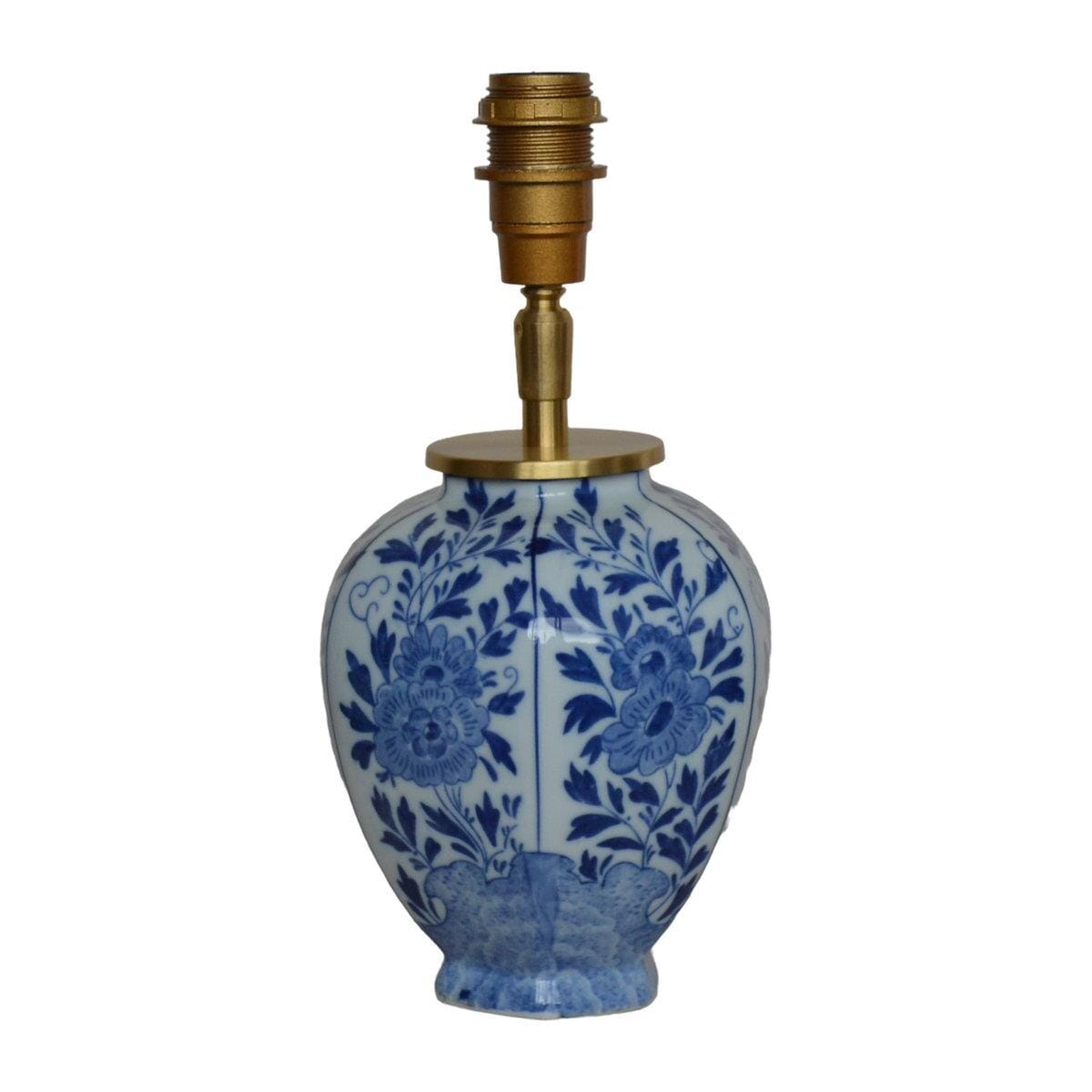 Tafellamp Delftsblauw Emerald lampenkap, blauw wit keramiek lampje voor bijzettafel of klassieke slaapkamer verlichting in Petrol | Lauren S