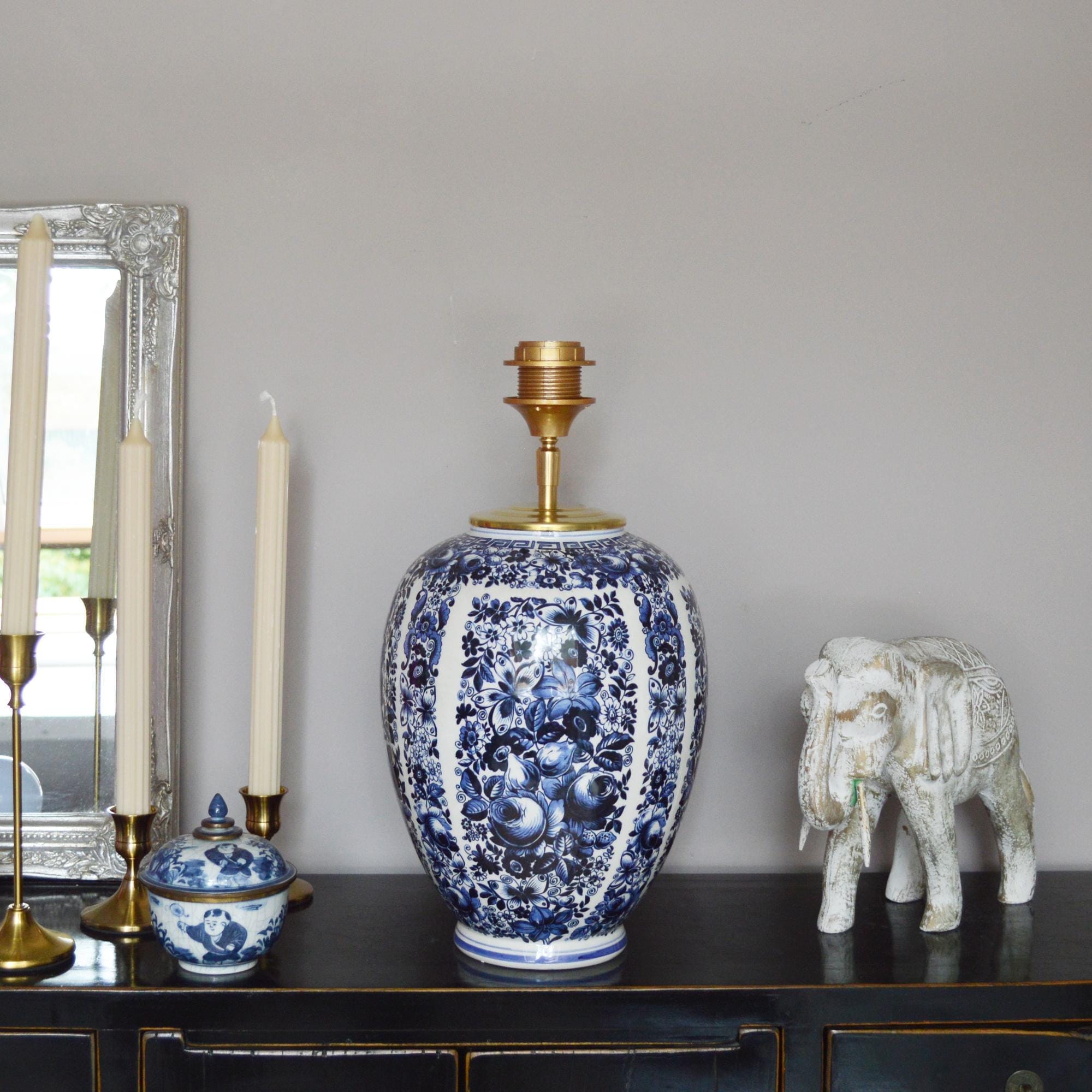 Lampenvoet Delftsblauw Delfia keramiek lamp, Blauw Wit handgemaakte Tafellamp Delfts Groot, tijdloze Lampen | Lauren S Verlichting