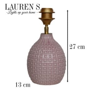 Lampenvoet roze keramiek met messing, slaapkamer, hal of woonkamer lamp voor modern, eclectisch of verfijnd interieur | Lauren S Verlichting