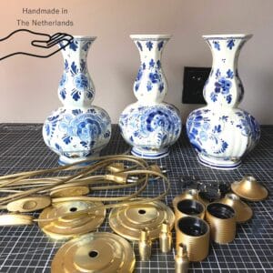 Tafellamp Blauw Wit Delftsblauw van keramische voet in antieke stijl, klassiek woondecoratie item sfeervolle lamp voor interieur | Lauren S