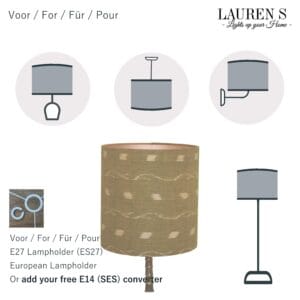 Lampenkap Mosterd goud geel Ikat met Gouden binnenkant, Handgemaakt op maat voor eclectisch interieur in Woonkamer of Slaapkamer | Lauren S