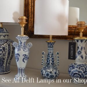 Tafellamp Blauw Wit Delftsblauw van keramische voet in antieke stijl, klassiek woondecoratie item sfeervolle lamp voor interieur | Lauren S