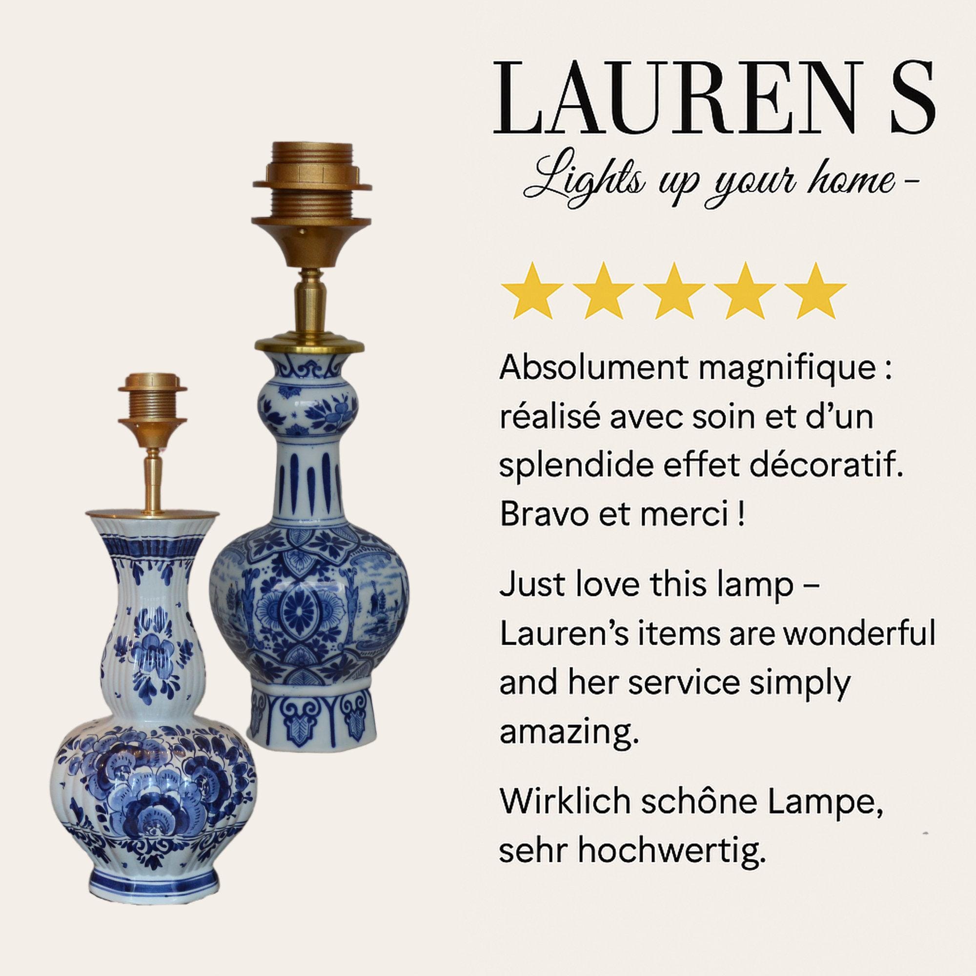 Delftsblauw lampenvoet Blauw Wit handgemaakt Tafellamp van keramiek, Design voor woonkamer, keuken of slaapkamer woondecoratie | Lauren S