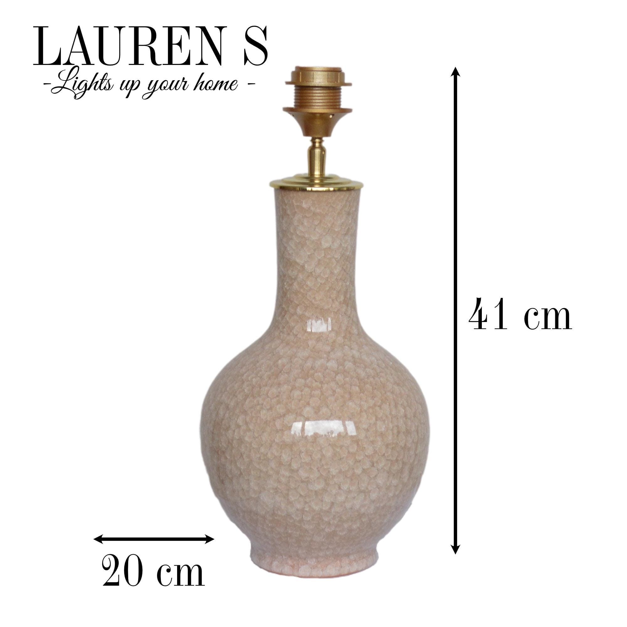 Tafellamp Oud Roze grote Lampenvoet Kristal glazuur keramiek, Luxe Verlichting voor eclectisch interieur | Lauren S Lampen