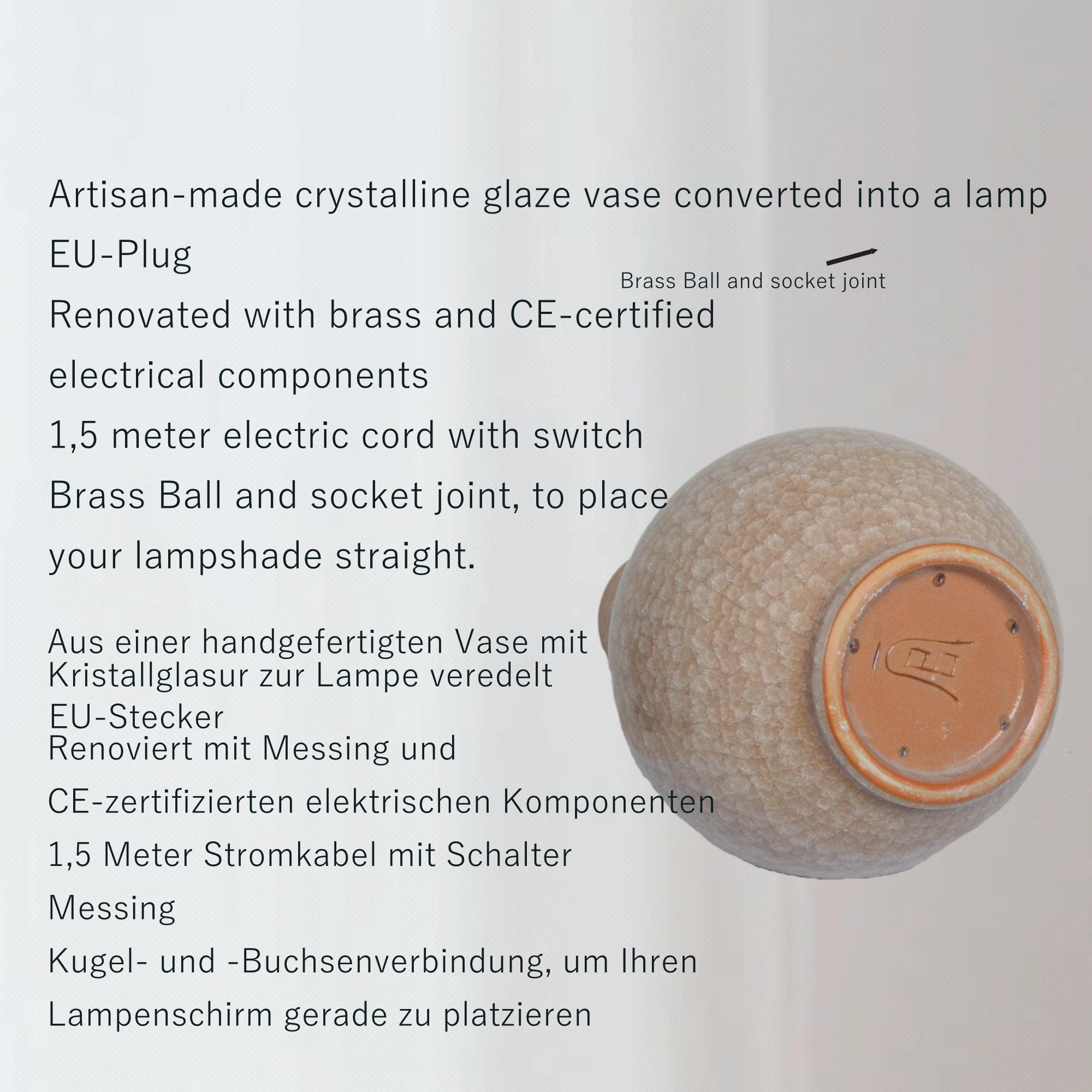 Tafellamp Oud Roze grote Lampenvoet Kristal glazuur keramiek, Luxe Verlichting voor eclectisch interieur | Lauren S Lampen