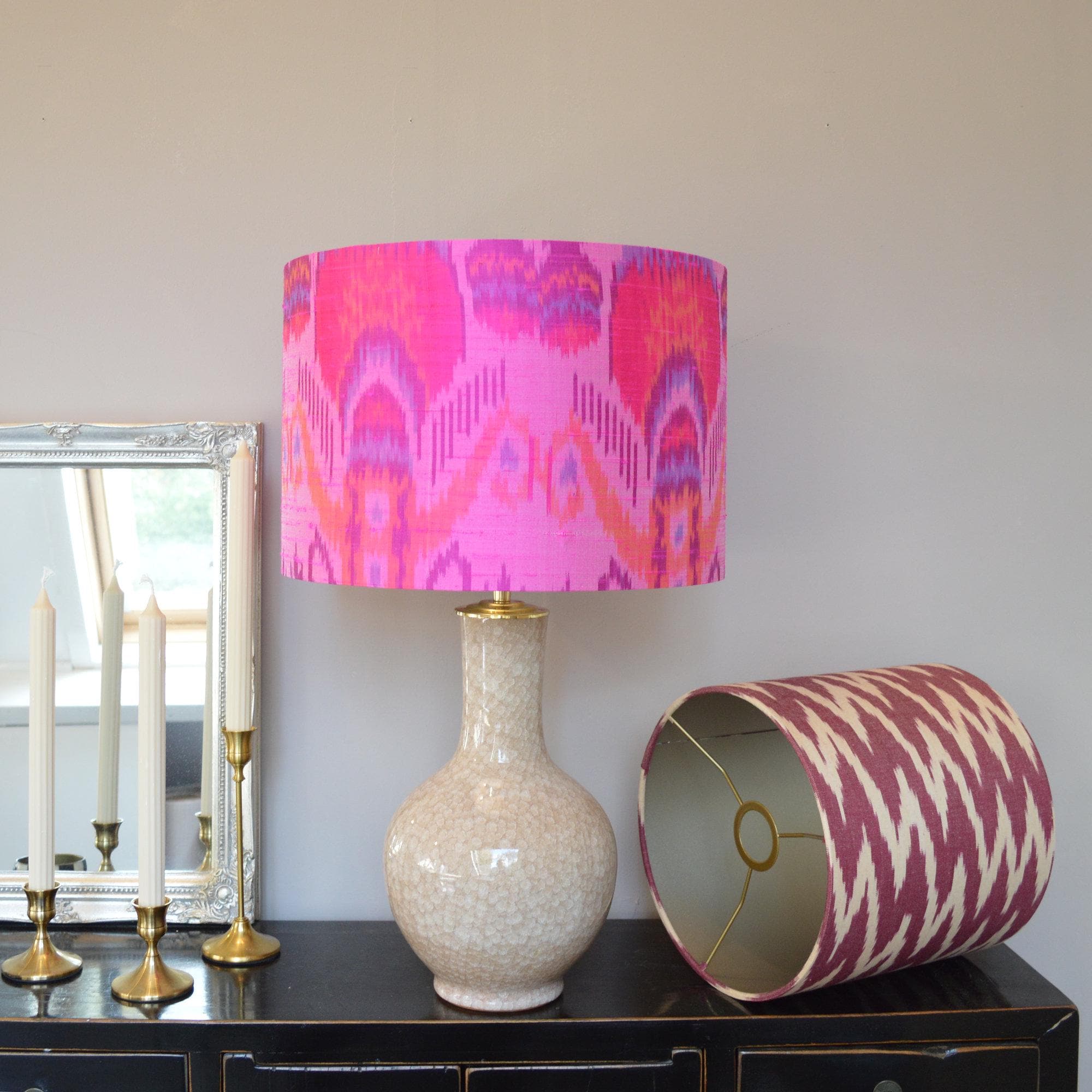 Tafellamp Oud Roze grote Lampenvoet Kristal glazuur keramiek, Luxe Verlichting voor eclectisch interieur | Lauren S Lampen