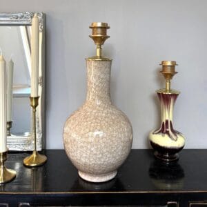 Tafellamp Oud Roze grote Lampenvoet Kristal glazuur keramiek, Luxe Verlichting voor eclectisch interieur | Lauren S Lampen