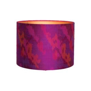 Lampenkap Fuchsia Roze handgeweven wilde zijde, met brique Oranje en Rood design Eclectisch Handgemaakt | Lauren S