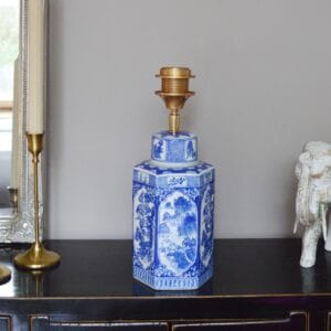 Tafellamp Blauw Wit Chinees Porselein Klassiek Antiek Vintage Look Messing Details Lampenvoet Keramiek Oosters Interieur | Lauren S