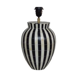 Lampenvoet bone inlay zwart wit traditioneel handgemaakt , luxe tafellamp 38 cm hoog | Lauren S Verlichting