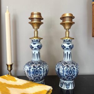 Lampenvoeten Delfts Blauw Wit porselein, set van 2 klassieke stijl voor Slaapkamer of Woonkamer Jugenstil klassiek Interieur | Lauren S Lamp