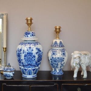 Lampenvoet Delfts Blauw Origineel Porceleyne Fles Royal Delft Pul Vaas Handbeschilderd ca. 1950 Klassiek Chique Luxe Verlichting Lauren S
