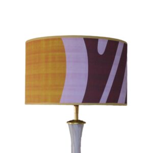 Lampenkap paars lila mosterdgeel met Afrikaanse print en gouden binnenkant op maat gemaakt eclectisch design | Lauren S Verlichting
