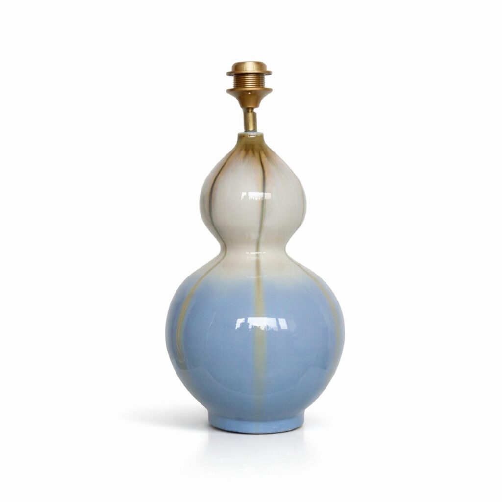 Tafellamp Blauw Keramiek grote gourd vorm Uniek Design voor woonkamer Interieur een moderne Lampenvoet 46 cm | Lauren S Verlichting