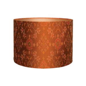 Lampenkap Oranje aarde tinten Ikat van handgeweven wilde zijde design voor staande lamp of hanglamp | Lauren S Verlichting