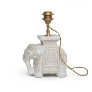 Vintage Lampenvoet Olifant Lamp Cream Beige Oud Jaren '70 Chinees Keramiek Beeld Handgemaakte chinoiserie | Lauren S Verlichting
