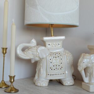 Grote Lampenvoet Olifant lamp cream Beige oud jaren '70 India Keramiek beeld Handgemaakte chinoiserie | Lauren S verlichting