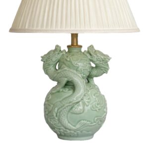 Tafellamp Chinese Draak groen Celadon keramiek, Aziatische vintage lamp voor Eclectisch Interieur woondecoratie | Lauren S Verlichting