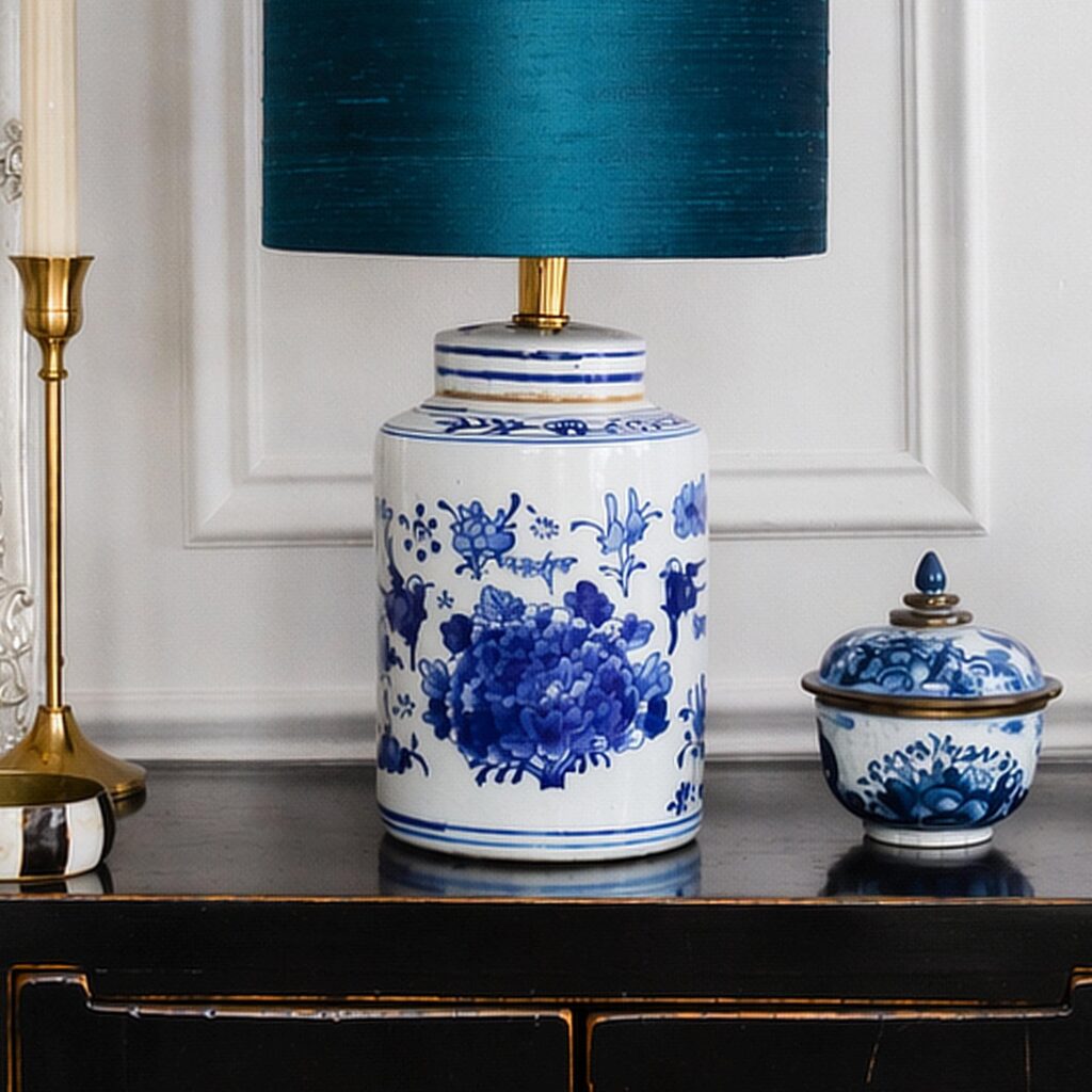 Lamp Chinees porselein pot lampenvoet, The Tea Garden Lamp – No. 02, Chinoiserie decoratie | Lauren S Verlichting