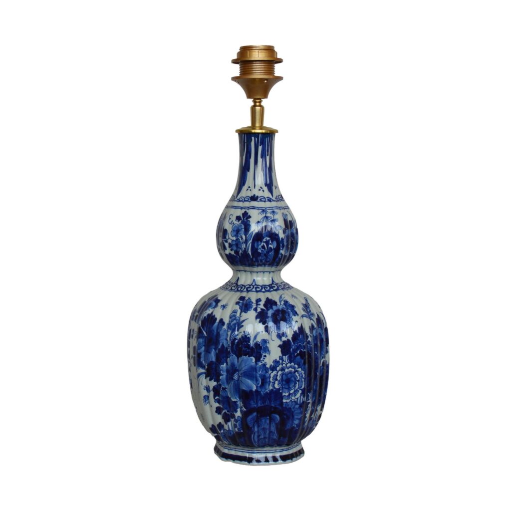 Antieke Lamp Baluster Delfts Blauw Origineel Porceleyne Fles Royal Delft vaas handbeschilderd ca. 1919 klassiek Europees luxe Verlichting