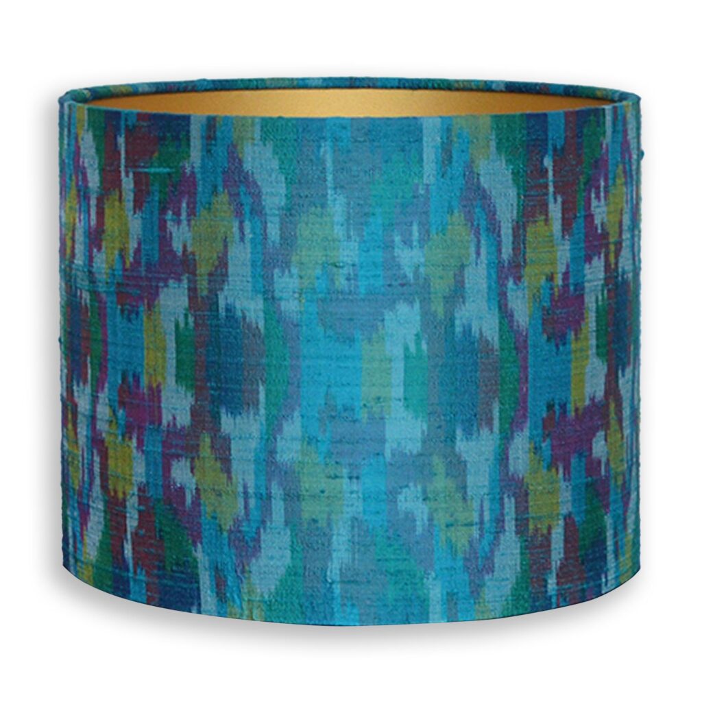 Lampenkap petrol teal Wilde Zijde, handgeweven zijden kap met gouden binnenkant, Luxe woondecoratie voor tafellamp, hanglamp, vloerlamp