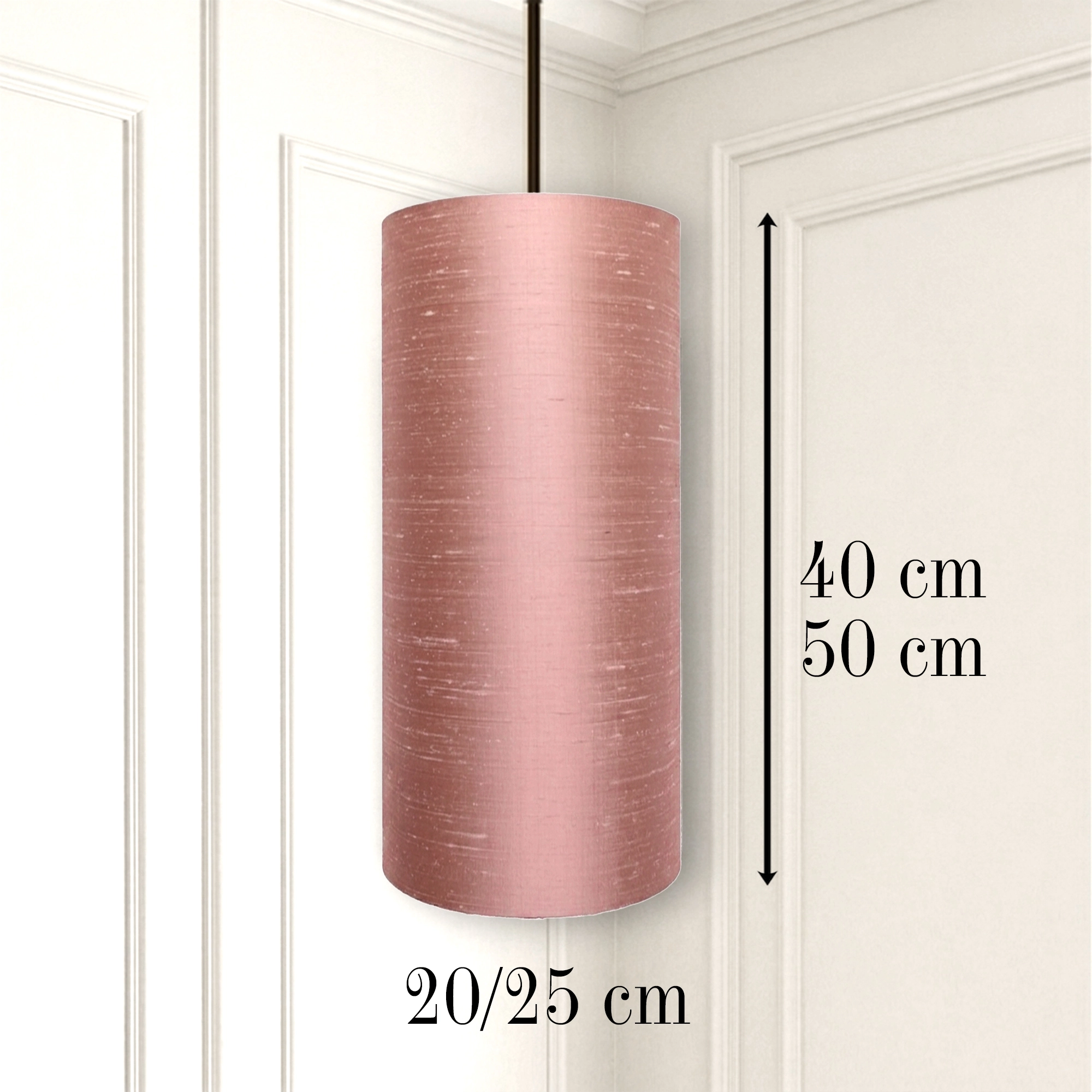 Lampenkap smal en hoog Oud roze Zijde mauve - Afbeelding 5