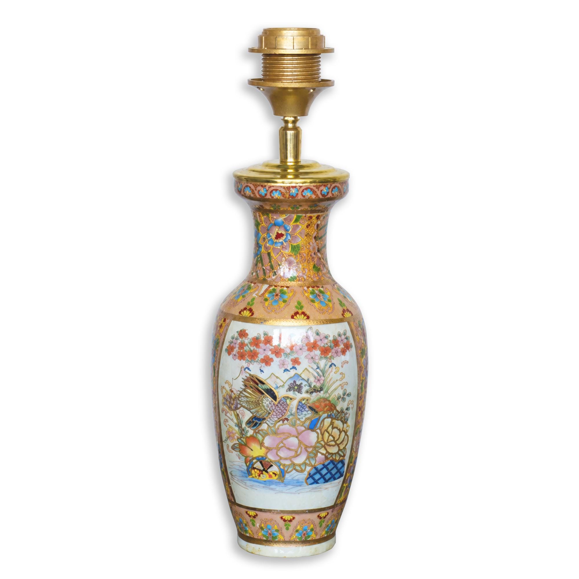 Lampenvoet geel roze Chinoiserie - Afbeelding 2