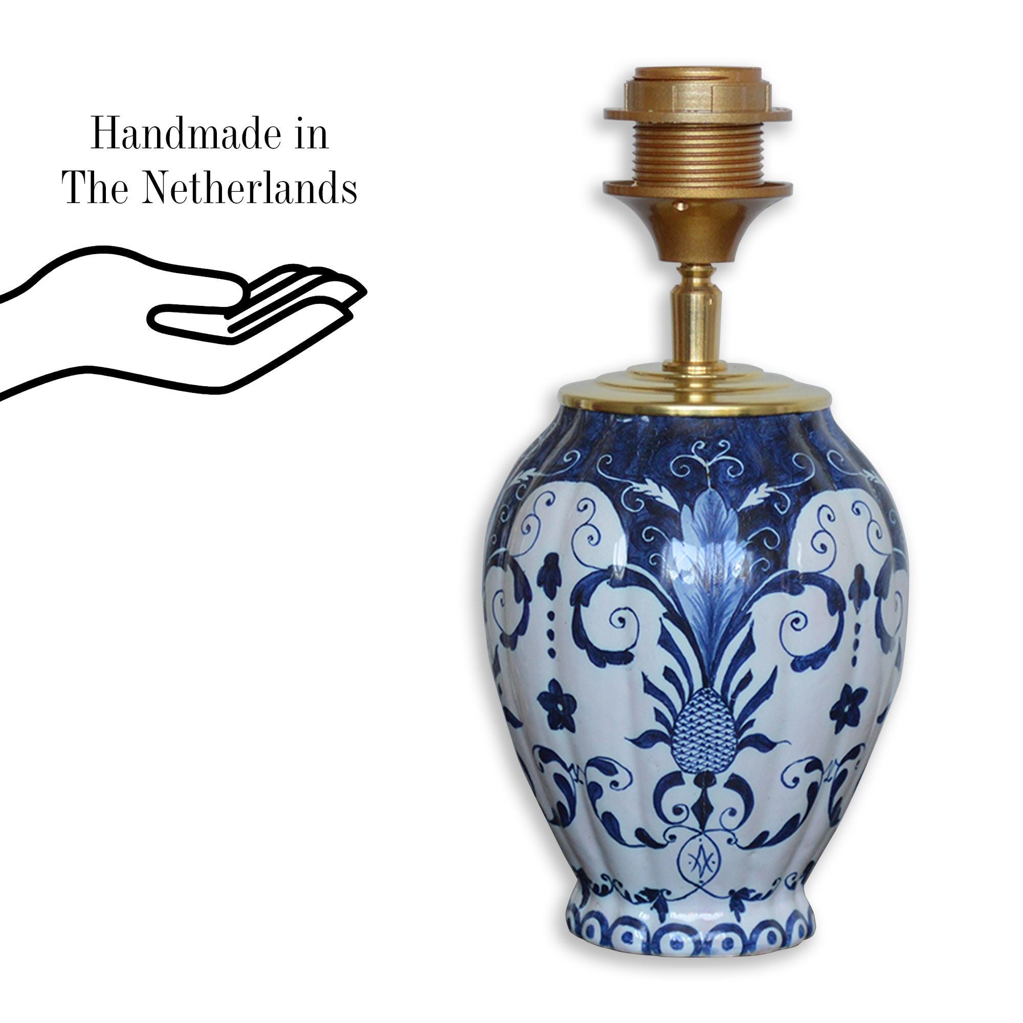 Kleine Tafellamp blauw wit keramiek - Afbeelding 8