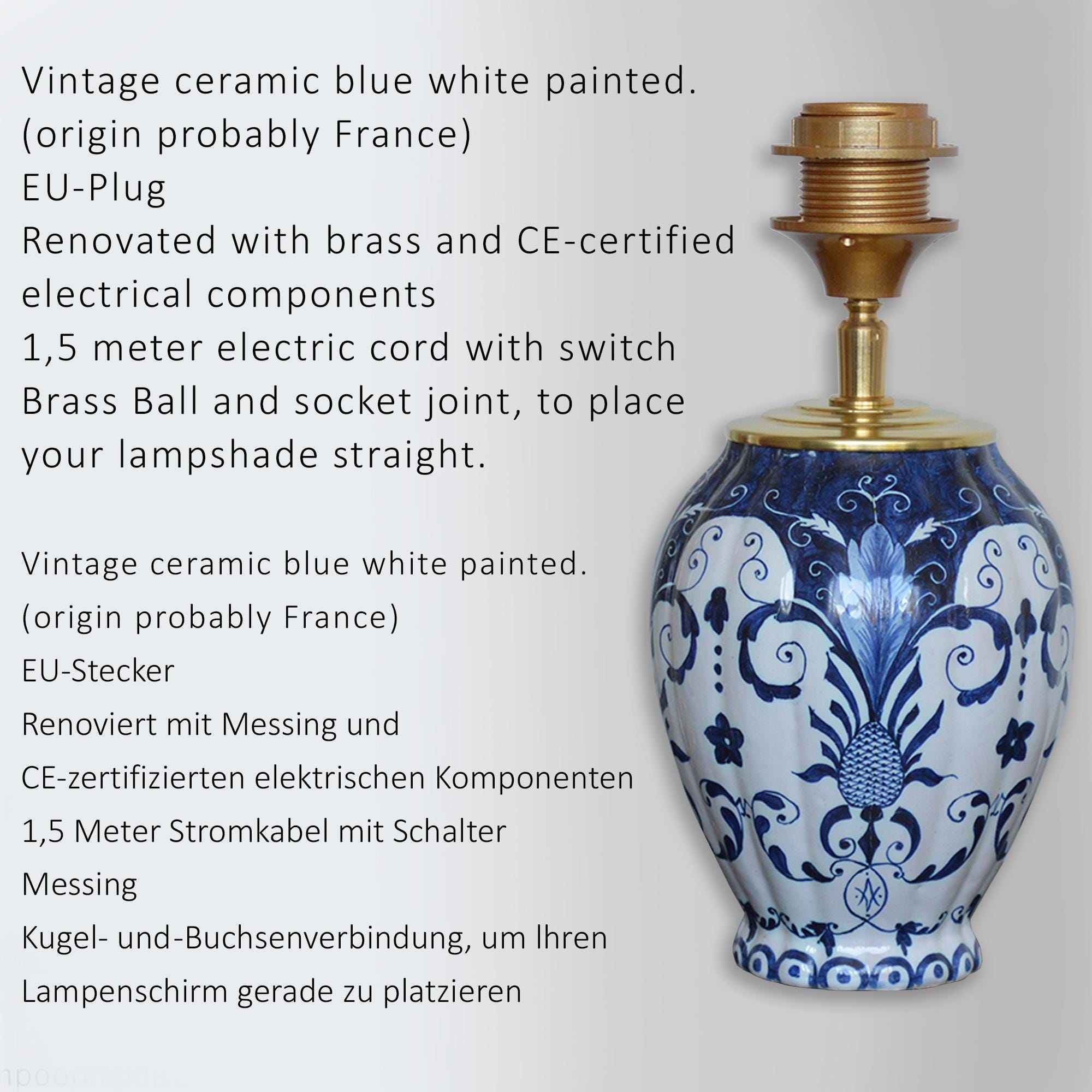 Kleine Tafellamp blauw wit keramiek - Afbeelding 9