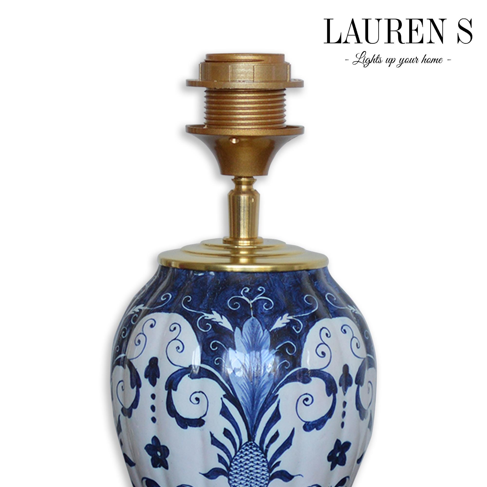 Kleine Tafellamp blauw wit keramiek - Afbeelding 7